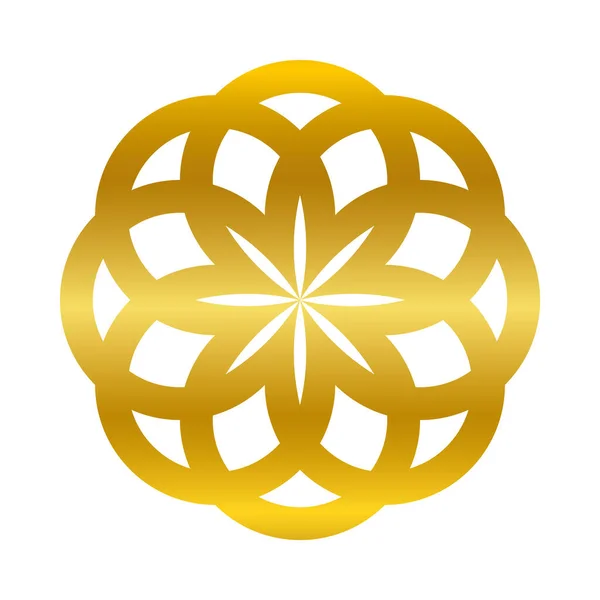 Flor redonda en forma de ornamento oro degradado estilo icono vector diseño — Vector de stock
