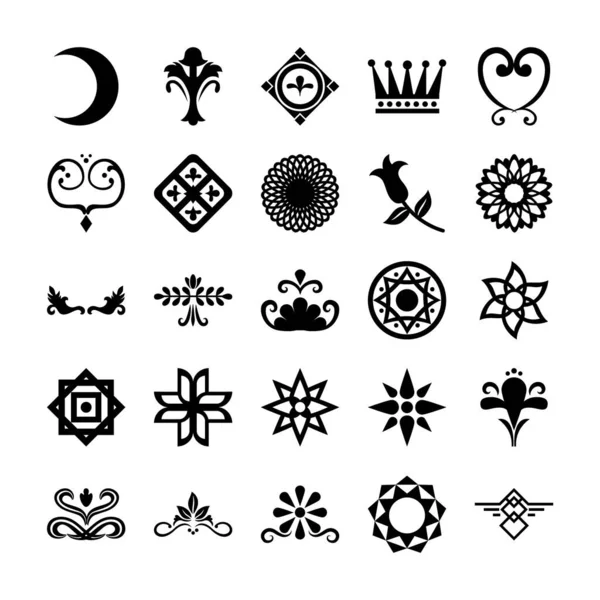 Siluet biçimi simge set vektör tasarımını süsler