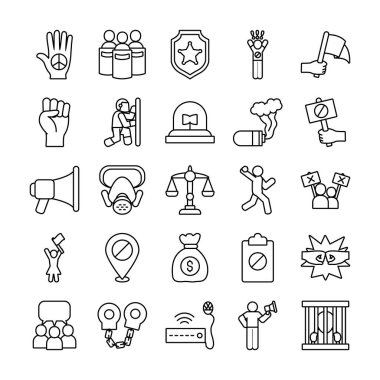 Manifestasyon ve protesto çizgisi biçim vektör tasarımı