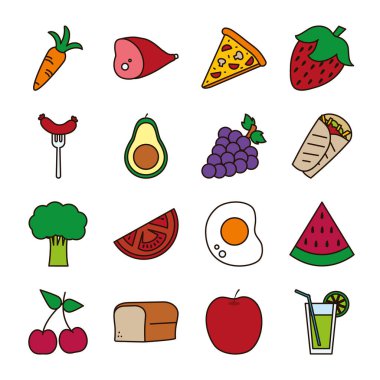 yemek çizgisi ve doldurma biçim simgesi vektör dizaynı