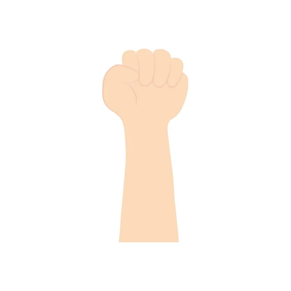 Conceito protestando, mão para cima com o ícone de punho fechado, estilo plano — Vetor de Stock
