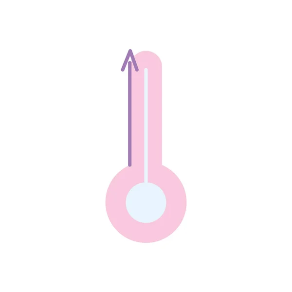 Thermometer with high temperature, flat style — Stock Vector