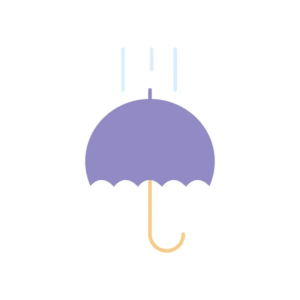 Rainy drops and umbrella icon, flat style — Stock Vector