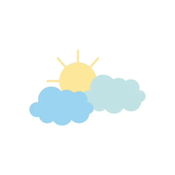 Concept météo, icône soleil et nuages, style plat — Image vectorielle