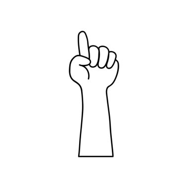 Protesto konsepti, işaret parmağı yukarıda, çizgi biçimi