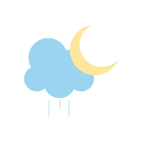 เมฆฝนและดวงจันทร์ครึ่งดวง สไตล์แบน — ภาพเวกเตอร์สต็อก