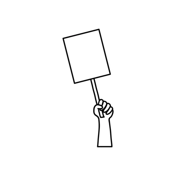 Концепция протеста, рука с пустым значком плаката, стиль строки — стоковый вектор