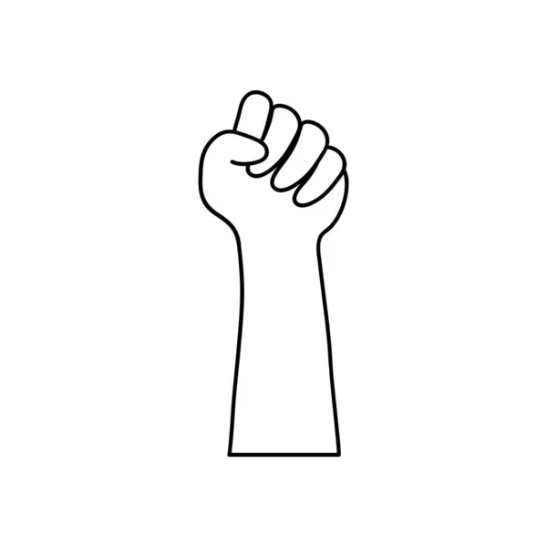 抗议概念，手握拳，线条风格 — 图库矢量图片