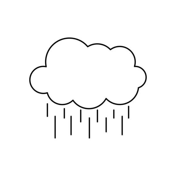Väder koncept, moln med regndroppar, linje stil — Stock vektor