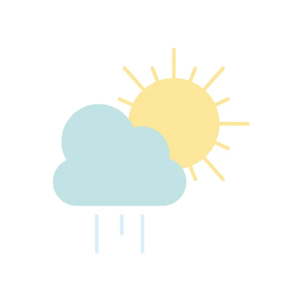 Wetterkonzept, verregnete Wolken und Sonne, flacher Stil — Stockvektor