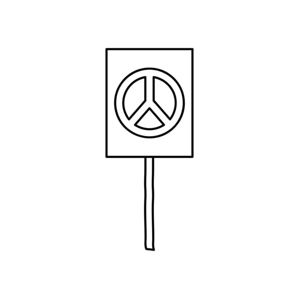 抗议概念，标有和平符号图标的标语牌，线条风格 — 图库矢量图片