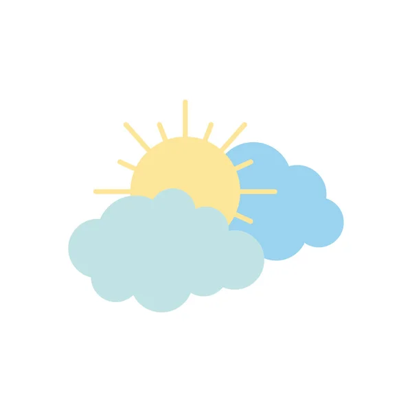 태양과 구름의 아이콘, 납작 한 스타일 — 스톡 벡터