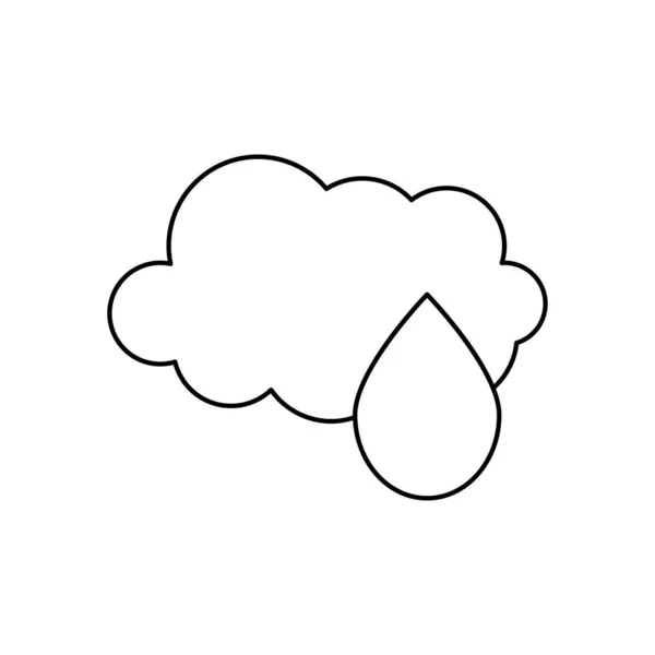 Väder koncept, moln och vatten droppe ikon, linje stil — Stock vektor