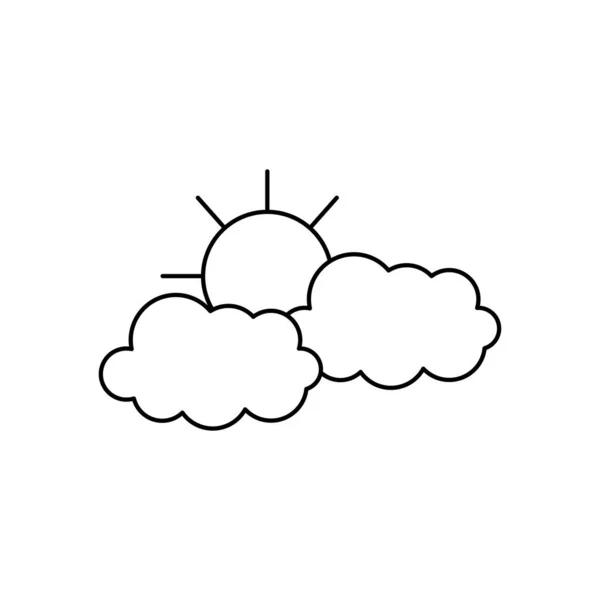 Concepto del tiempo, sol y nubes icono, estilo de línea — Vector de stock