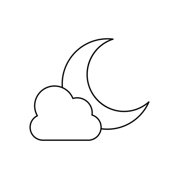 แนวคิดสภาพอากาศ, ดวงจันทร์และไอคอนเมฆ, สไตล์เส้น — ภาพเวกเตอร์สต็อก