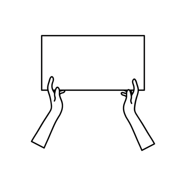 Concept contestataire, main tenant une icône de pancarte vierge, style ligne — Image vectorielle