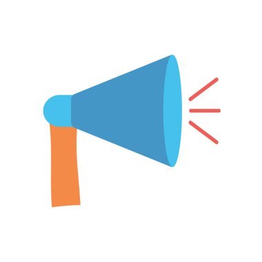 protesto konsepti, megafon aygıtı simgesi, düz biçim