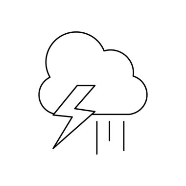 Hava konsepti, gök gürültüsü ve yağmur bulutu simgesi, çizgi biçimi