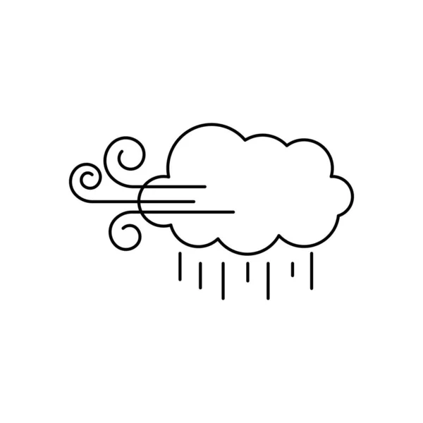 Väder koncept, vind moln och regn, linje stil — Stock vektor