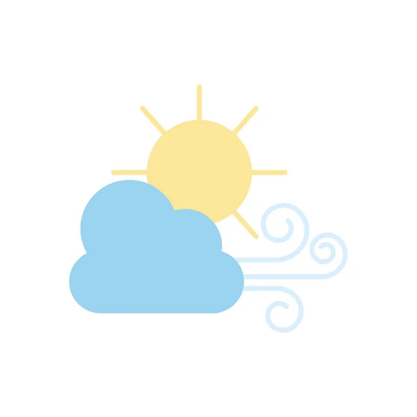 Wetterkonzept, Windwolke und Sonne, flacher Stil — Stockvektor