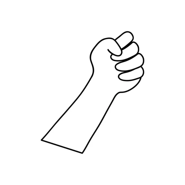 Протест концепции, рука с протестным жестом, стиль линии — стоковый вектор