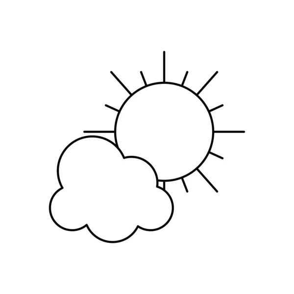 太陽と雲のアイコン線のスタイル — ストックベクタ