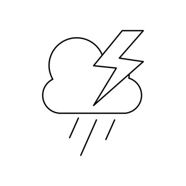 Hava konsepti, fırtına bulutu, gök gürültüsü simgesi, çizgi tarzı