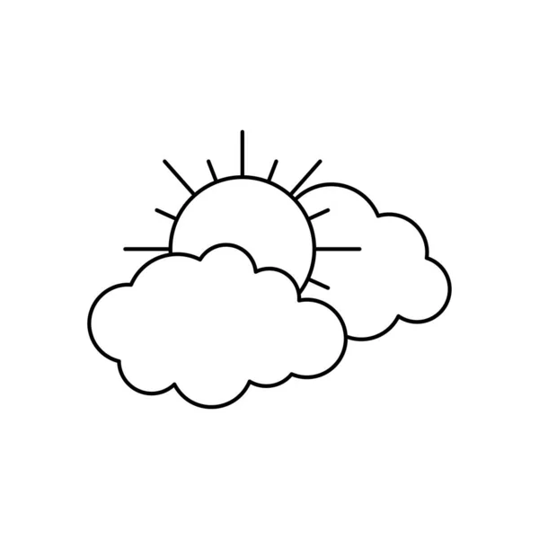 Ikona slunce a mraků, styl čáry — Stockový vektor