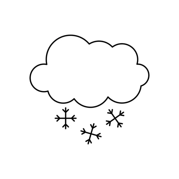 Χιονισμένο εικονίδιο σύννεφο, στυλ γραμμής — Διανυσματικό Αρχείο