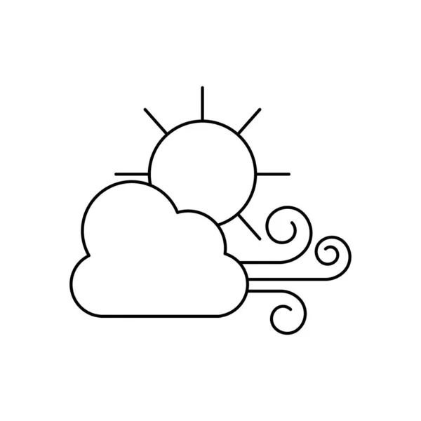 Concepto de tiempo, nube de viento e icono del sol, estilo de línea — Archivo Imágenes Vectoriales