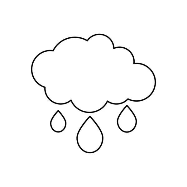 Βροχερό σύννεφο με νερό σταγόνες εικονίδιο, γραμμή στυλ — Διανυσματικό Αρχείο
