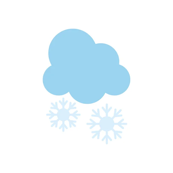 Облако с иконой снежинки, плоский стиль — стоковый вектор
