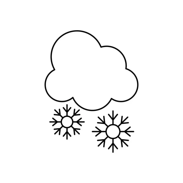 Wolke mit Schneeflocken-Symbol, Linienstil — Stockvektor