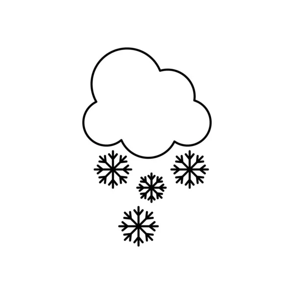 Wetterkonzept, Wolke mit Schneeflockensymbol, Linienstil — Stockvektor