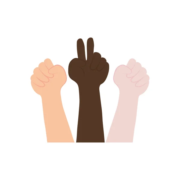 Protesto jestleri ve düz stili olan ellerin simgesi — Stok Vektör