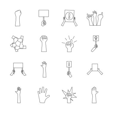 Protesto ve el simgesi, satır biçimi