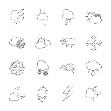 kar tanesi ve hava durumu simgesi seti, satır biçimi