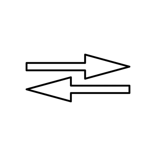 Dos flechas apuntan en dirección opuesta, estilo de línea — Archivo Imágenes Vectoriales