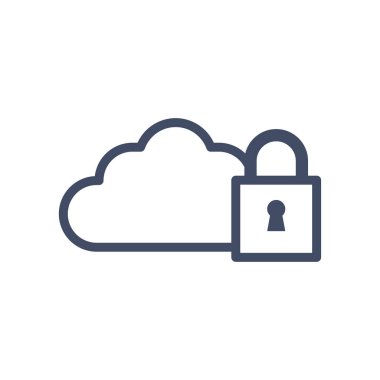 Bulut hesaplama ve asma kilit çizgisi biçim vektör tasarımı