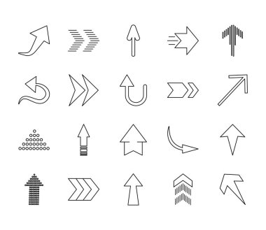 ince ok ve ok simgesi seti, satır biçimi