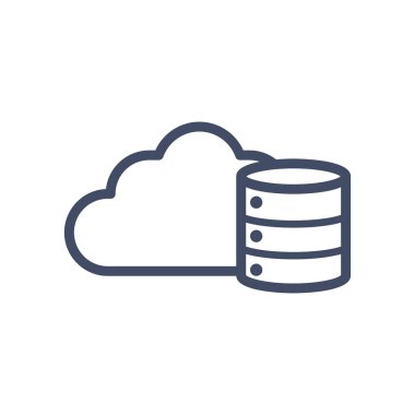 Bulut hesaplama ve web sunucu satırı biçim vektör tasarımı