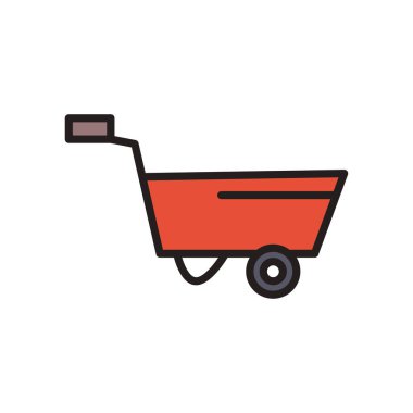 el arabası çizgisi ve biçim ikonu vektör tasarımını doldur