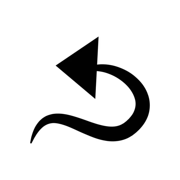 Icône de flèche gauche incurvée, style silhouette — Image vectorielle