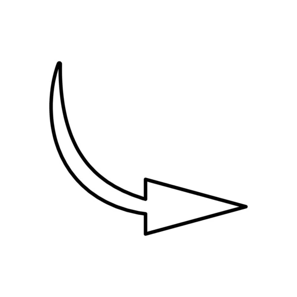Flèche courbe vers le bas icône, style de ligne — Image vectorielle