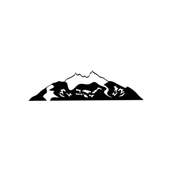 Montagna in stile silhouette con icona della neve, stile silhouette — Vettoriale Stock