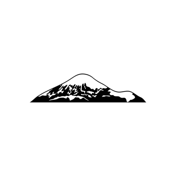 Kalter Berg mit Schnee und Gras, Silhouettenstil — Stockvektor