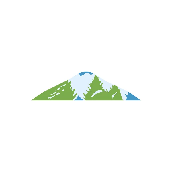 Pinos y el icono de la montaña, de estilo plano — Vector de stock