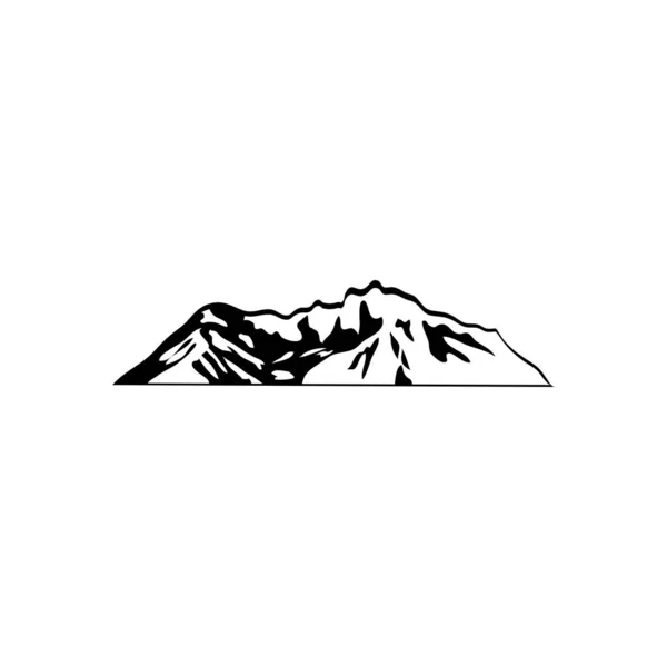 Berg over witte achtergrond, silhouet stijl — Stockvector