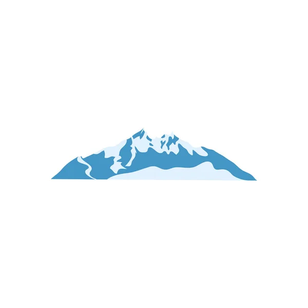 Montaña de dibujos animados con nieve sobre fondo blanco, estilo icono plano, estilo plano — Vector de stock