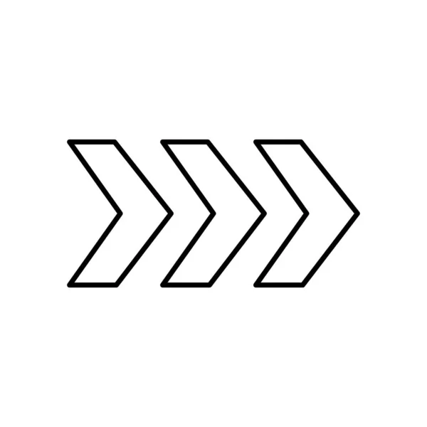 Tres flechas hacia adelante icono, estilo de línea — Archivo Imágenes Vectoriales